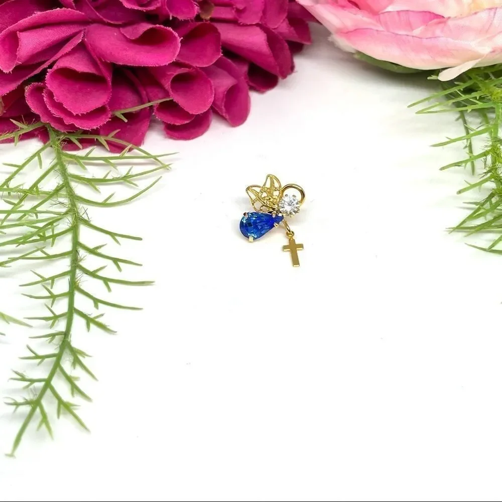 VINTAGE⚜️BALLOU Angel Crystal Dangling Cross Tack Pin